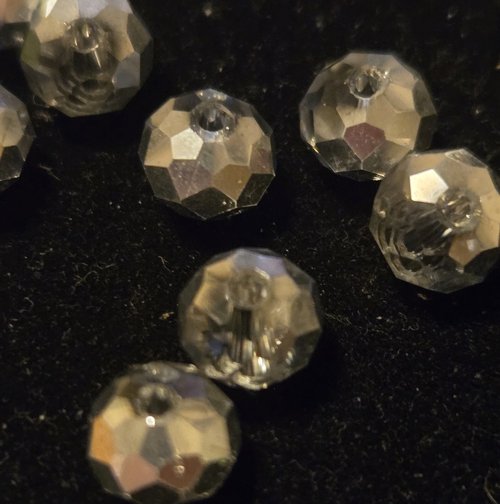 Silver Faceted Austrian Crystal Beads